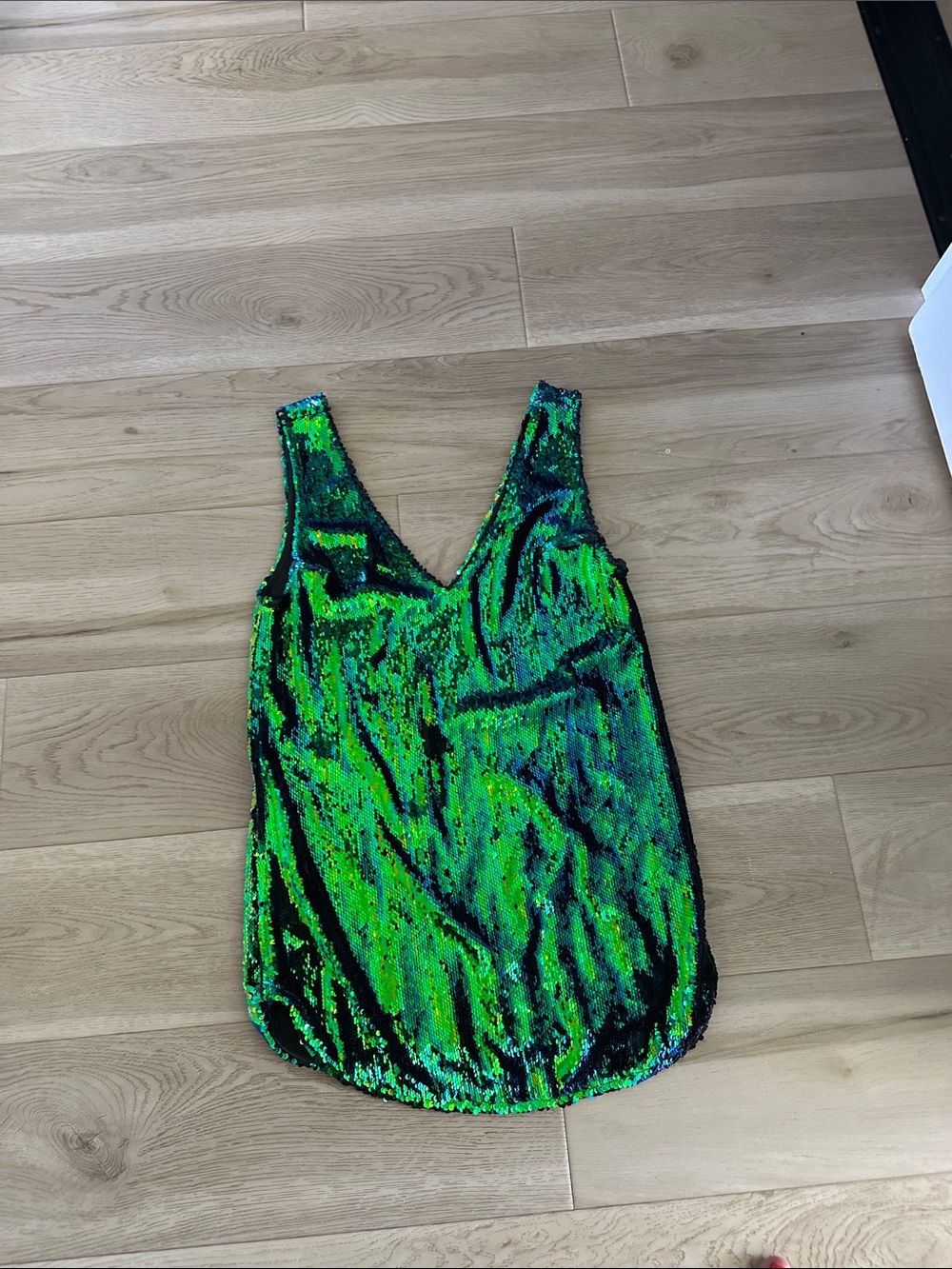 Free People Green Iridescent Sequin V-Neck Camisole